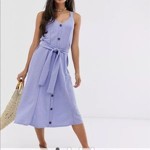 ASOS DESIGN Petite midi button through belted sundress - size 6